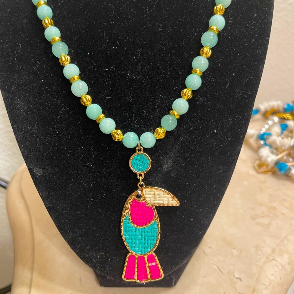 Colourful bird necklace